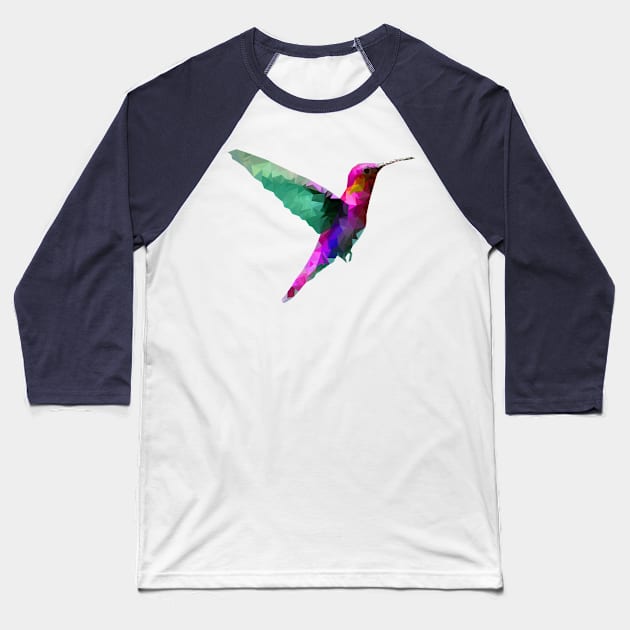 Lowpoly Hummingbird (Pink Version) Baseball T-Shirt by Lumos19Studio